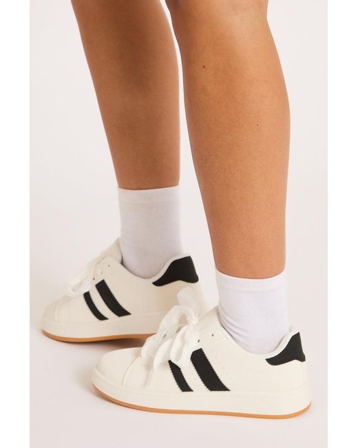 Rebellious Fashion White Stripe Detail Trainers