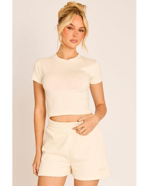 Rebellious Fashion Natural Rebellious Logo Jersey Jogger Shorts