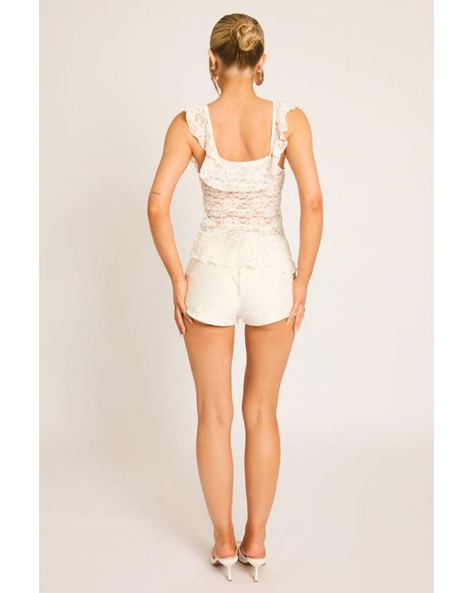 Rebellious Fashion White Lace Ruffle Cami Top