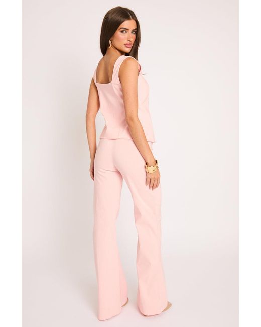 Rebellious Fashion Pink Waistcoat And Flare Trouser Co-Ord Set