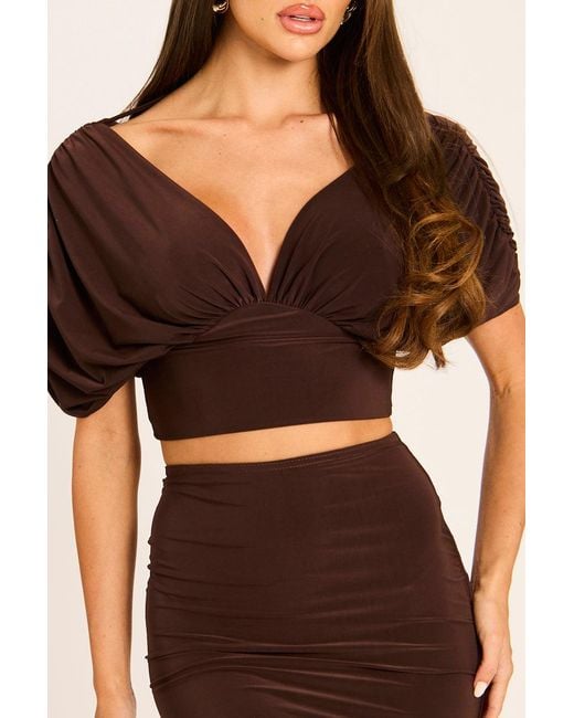 Rebellious Fashion Black Drape Crop Top And Mini Skirt Co-Ord Set