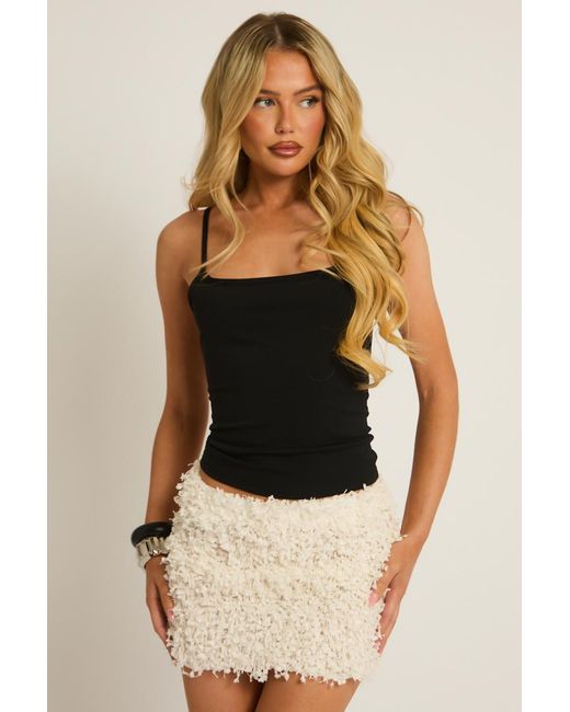 Rebellious Fashion Natural Textured Mini Skirt