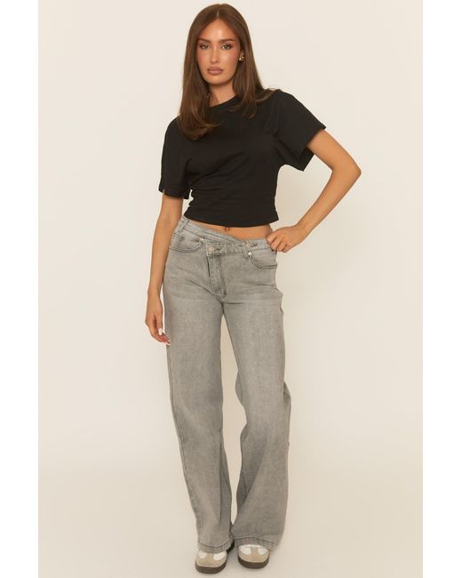 Rebellious Fashion Black Short Sleeve Cinched Waist T-Shirt