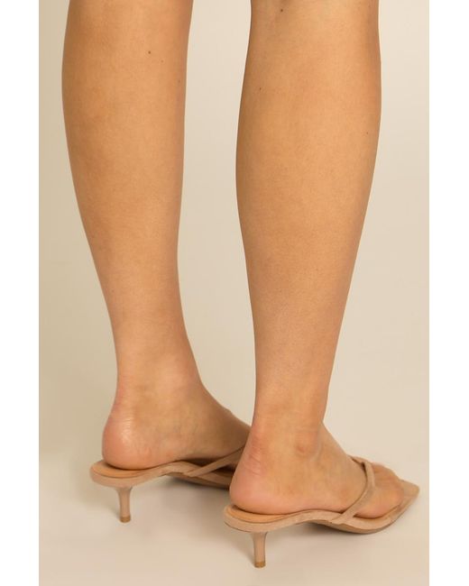 Rebellious Fashion Natural Thong Strap Micro Kitten Heel Mules