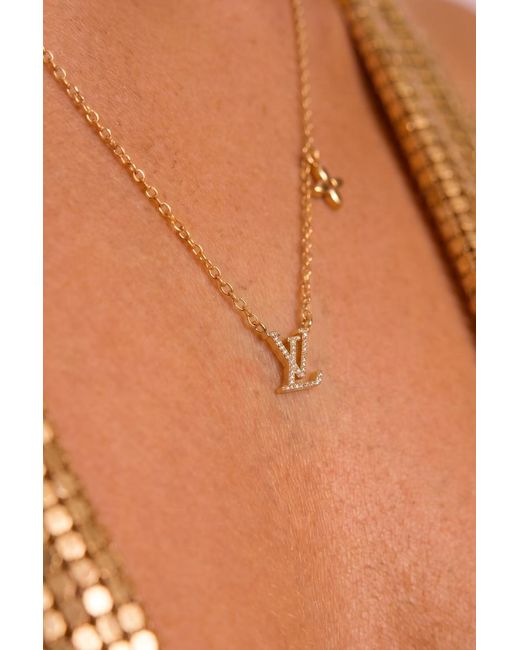 Rebellious Fashion Brown Diamante Logo Necklace