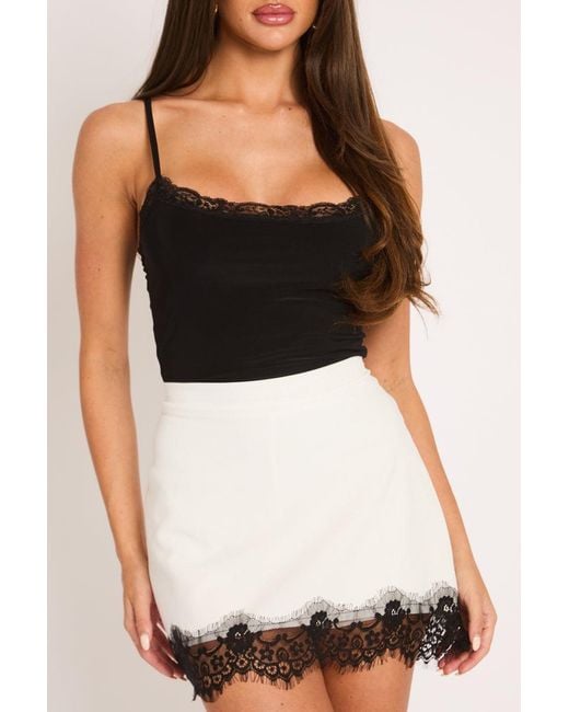 Rebellious Fashion White Lace Trim Mini Skort