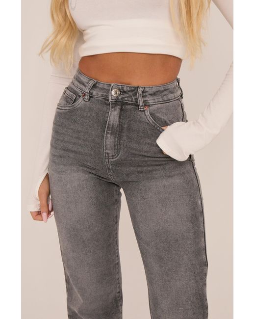 Rebellious Fashion Natural Tall Stretch Straight Leg Frayed Hem Jeans