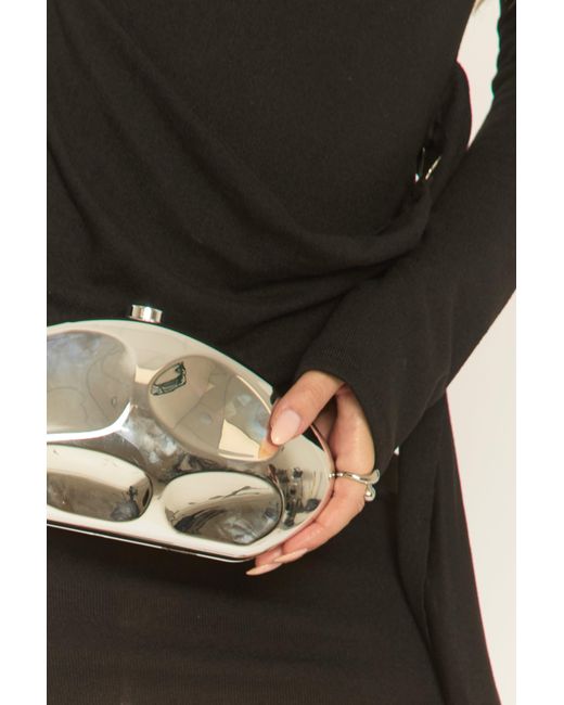 Rebellious Fashion Black Mirrored Clutch Bag