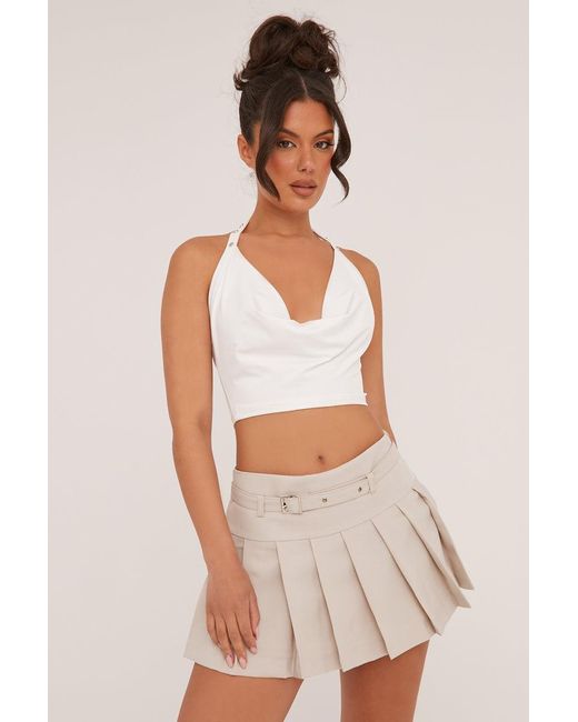 Rebellious Fashion Multicolor Pleated Belt Detail Micro Mini Skirt
