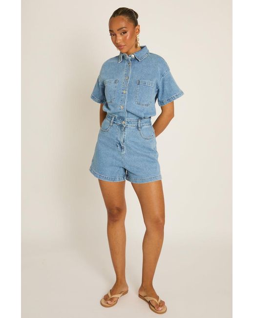 Rebellious Fashion Blue Denim Playsuit