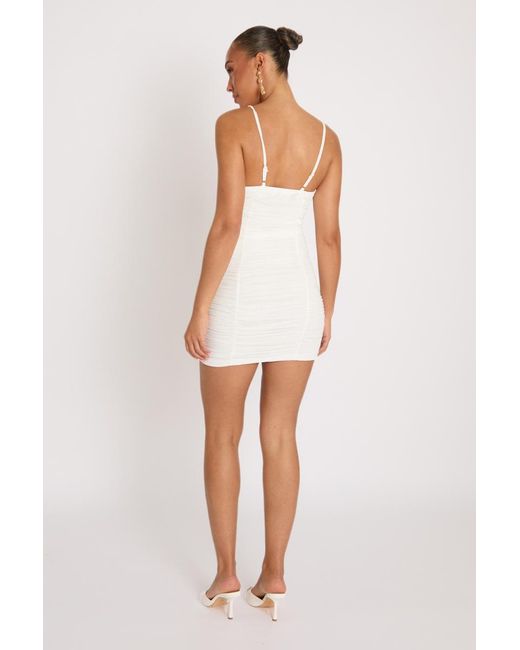 Rebellious Fashion White Ruched Strappy Mini Dress
