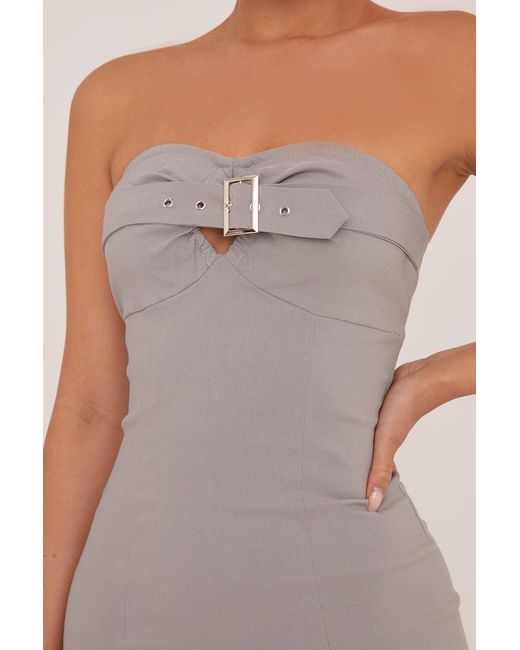 Rebellious Fashion White Bandeau Belt Detail Bodycon Mini Dress