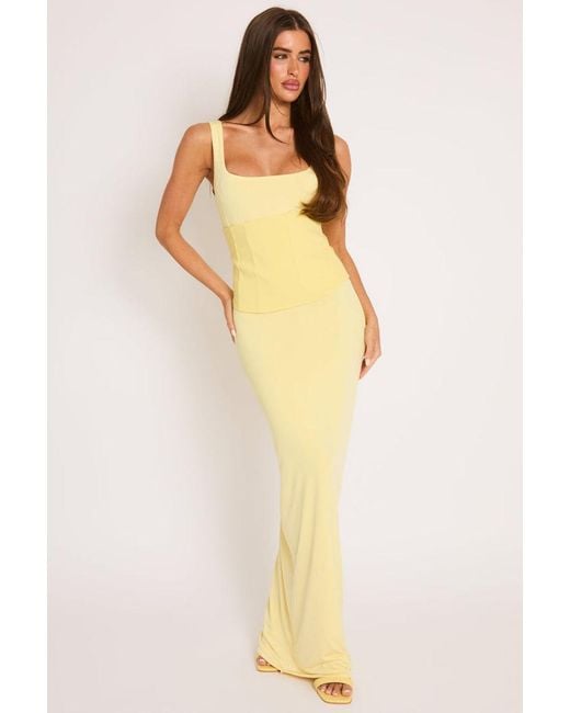 Rebellious Fashion Yellow 2-In-1 Corset Maxi Dress