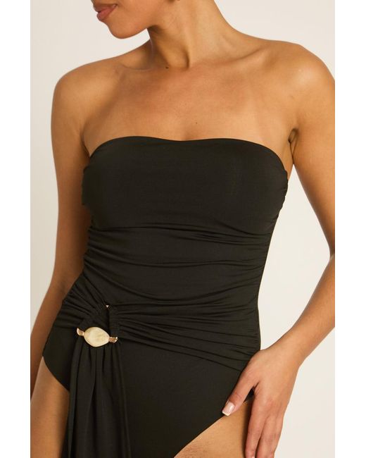 Rebellious Fashion Black Bandeau Trim Detail Bodysuit