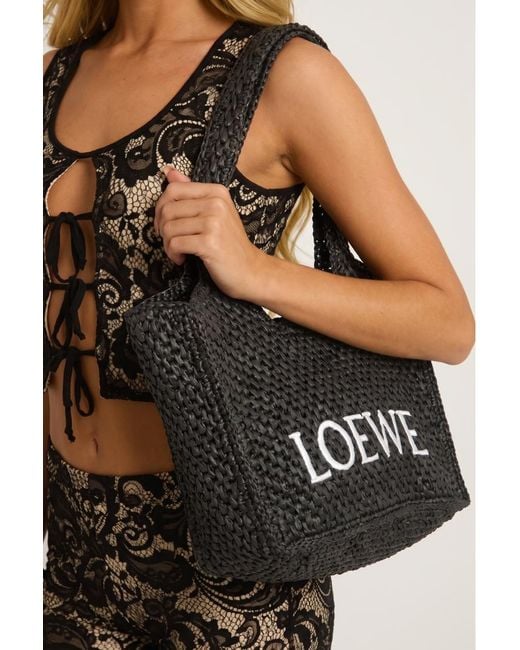 Rebellious Fashion Black Logo Detail Woven Raffia Tote Bag