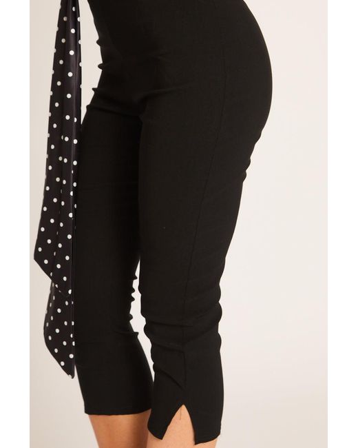 Rebellious Fashion Black Bengaline Split Hem Capri Pants