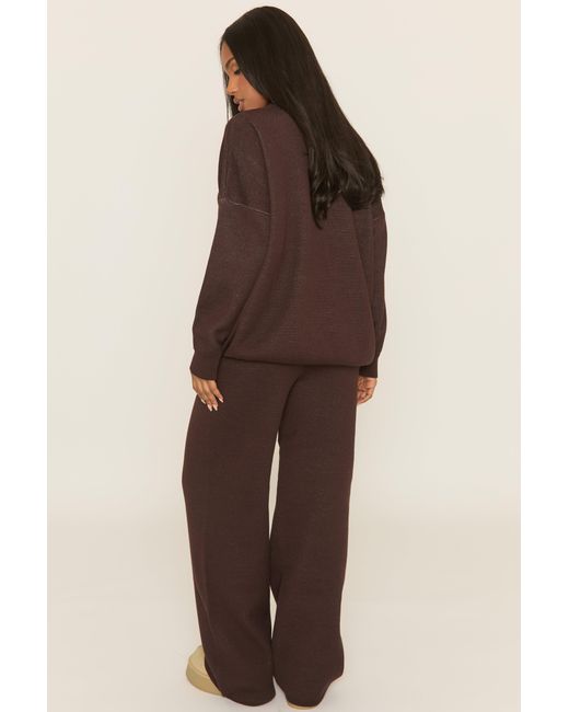 Rebellious Fashion Black Contrast Motif Knit Loungewear Co-Ord Set