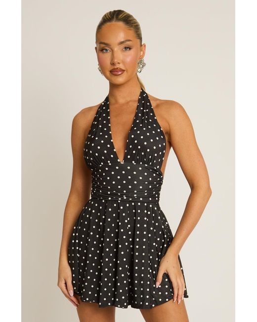 Rebellious Fashion Multicolor Halter Plunge Neck Mini Dress