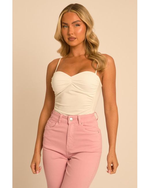 Rebellious Fashion Pink Gathered Bodysuit