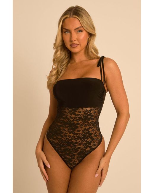 Rebellious Fashion Natural Lace Semi Sheer Bodysuit