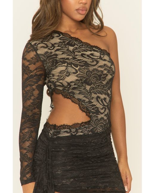 Rebellious Fashion Natural Lace Cut Out Mini Dress