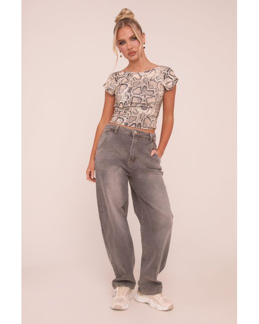 Rebellious Fashion Natural Charcoal High Waist Stretch Mom Jeans