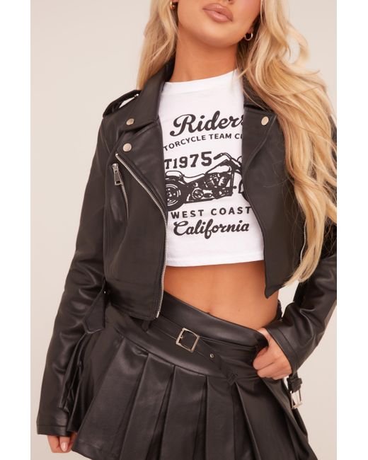 Rebellious Fashion Black Faux Leather Basic Biker Jacket