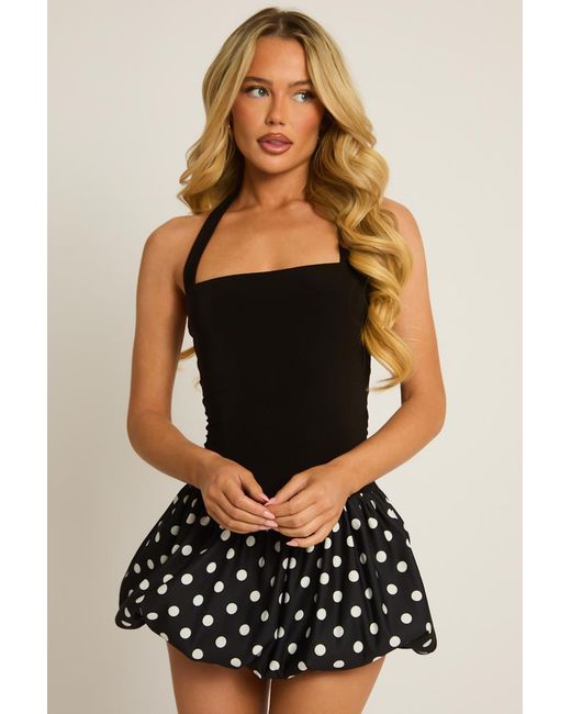 Rebellious Fashion Black Halterneck Puffball Mini Dress