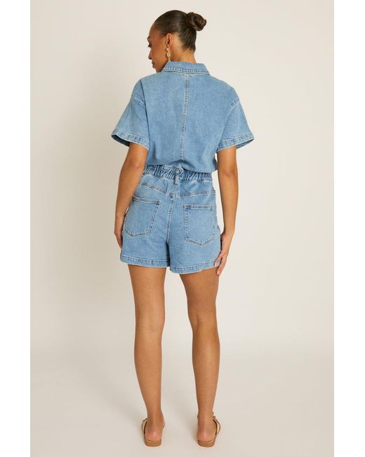Rebellious Fashion Blue Denim Playsuit