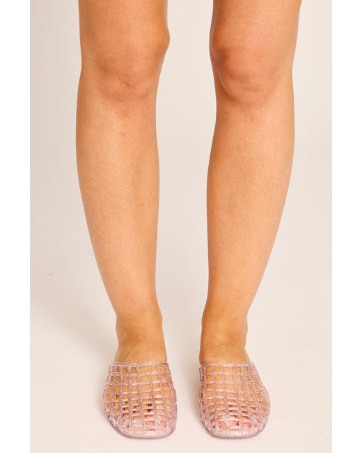 Rebellious Fashion Pink Cage Jelly Mule Sliders
