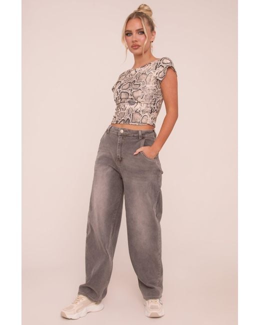 Rebellious Fashion Natural Charcoal High Waist Stretch Mom Jeans