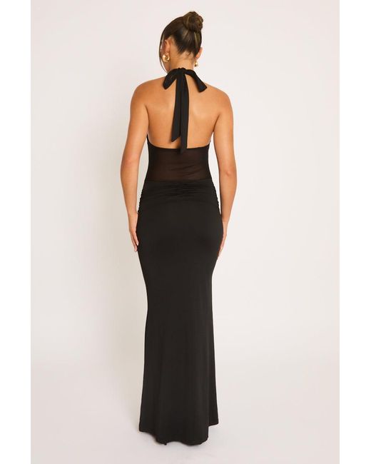 Rebellious Fashion Natural Semi Sheer Trim Detail Maxi Dress