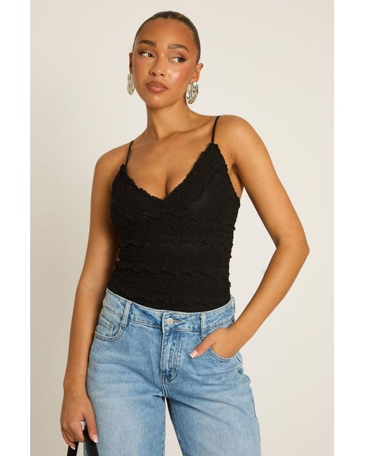 Rebellious Fashion Blue Lace Frill Bodysuit