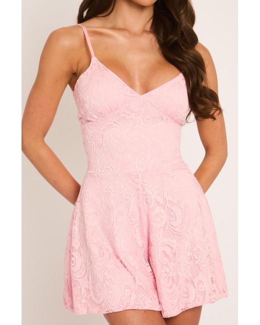 Rebellious Fashion Pink Lace Cami Playsuit