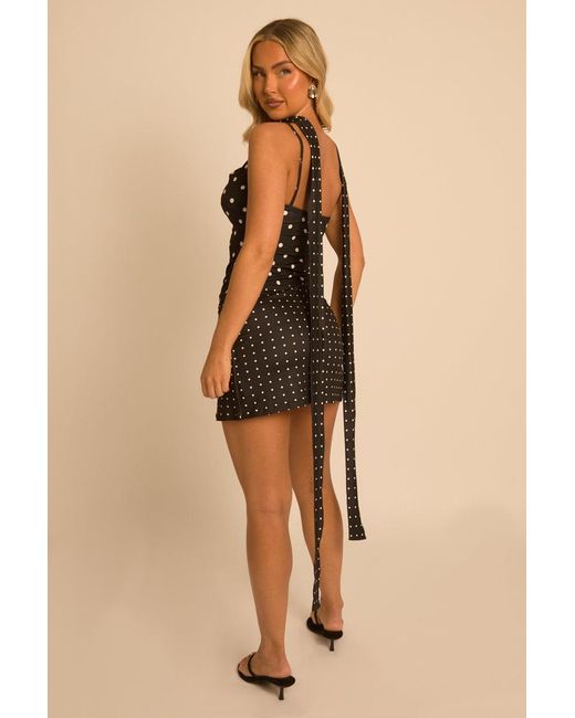 Rebellious Fashion Natural Polka Dot Scarf Mini Dress