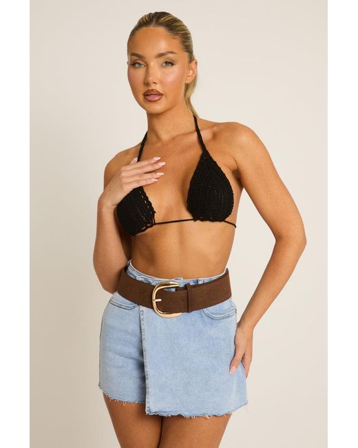 Rebellious Fashion Blue Suede Oversized Buckle Belt