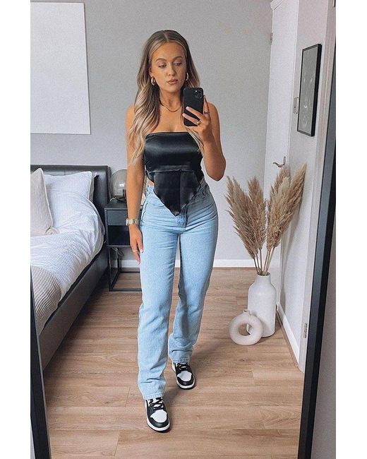 Rebellious Fashion Gray Denim Extra Long Straight Leg Jeans