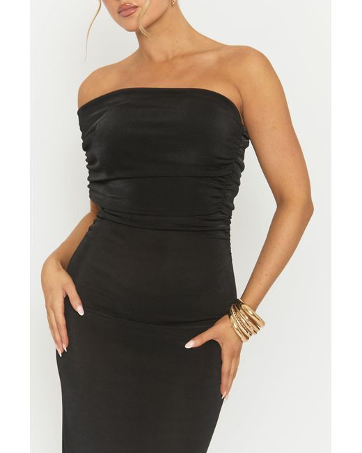 Rebellious Fashion Black One Shoulder Acetate Slinky Maxi Dress
