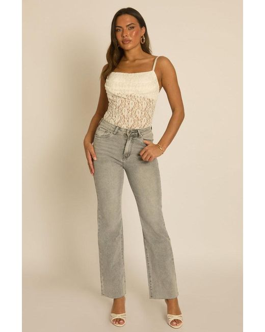 Rebellious Fashion Natural Stretch Hotfix Pocket Detail Jeans