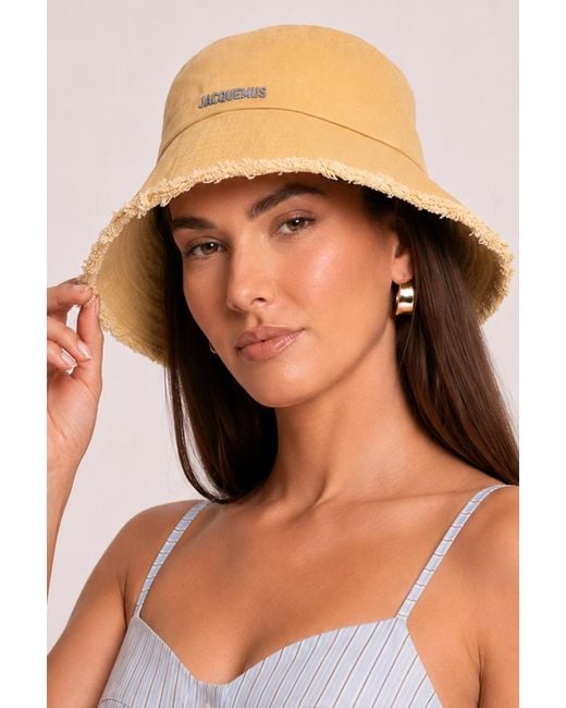 Rebellious Fashion Natural Logo Detail Bucket Hat