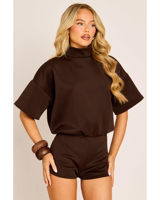 Rebellious Fashion Brown Open Back Micro Playsuit