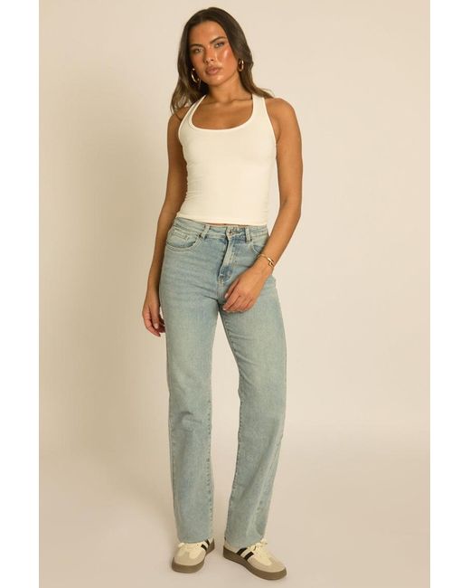 Rebellious Fashion Natural Washed Stretch Hotfix Pocket Detail Jeans