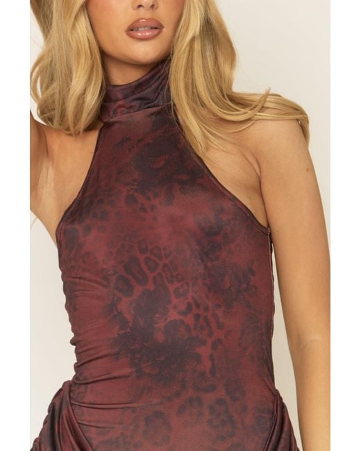 Rebellious Fashion Multicolor Printed Drape Front Maxi Dress