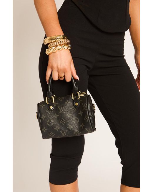Rebellious Fashion Black Monogram Top Handle Mini Bag