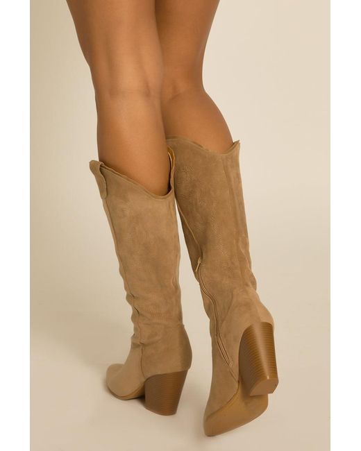 Rebellious Fashion Green Embroidered Pointed Toe Knee High Cowboy Boots