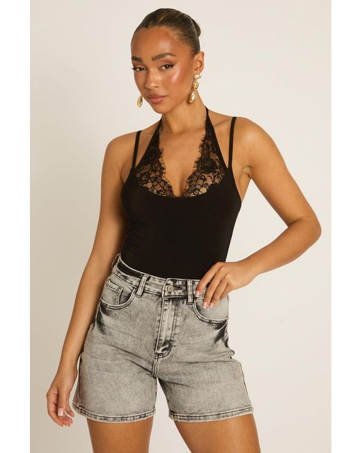 Rebellious Fashion Gray Washed Denim Shorts
