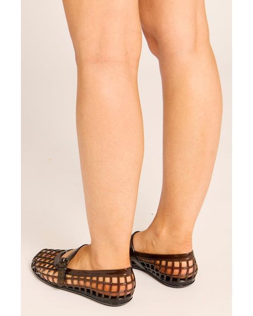 Rebellious Fashion Black Cage Jelly Ballet Flats