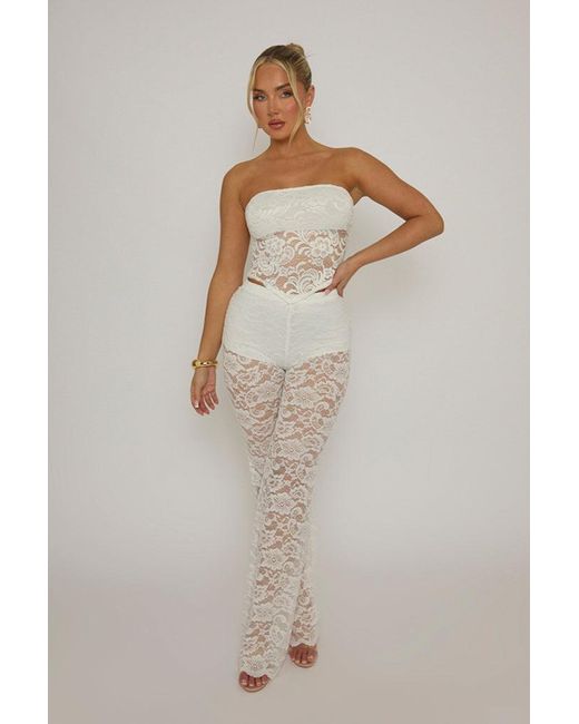 Rebellious Fashion Brown Lace Bandeau Top