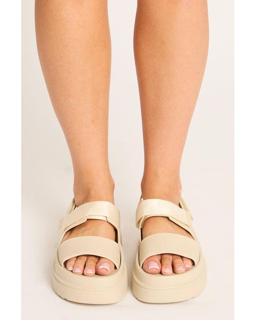Rebellious Fashion Pink Strap Detail Chunky Platform Sandals