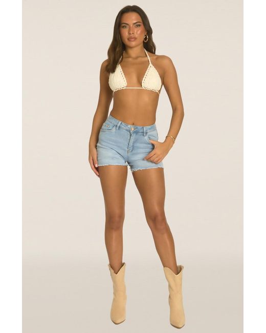 Rebellious Fashion Blue Crochet Triangle Bralet